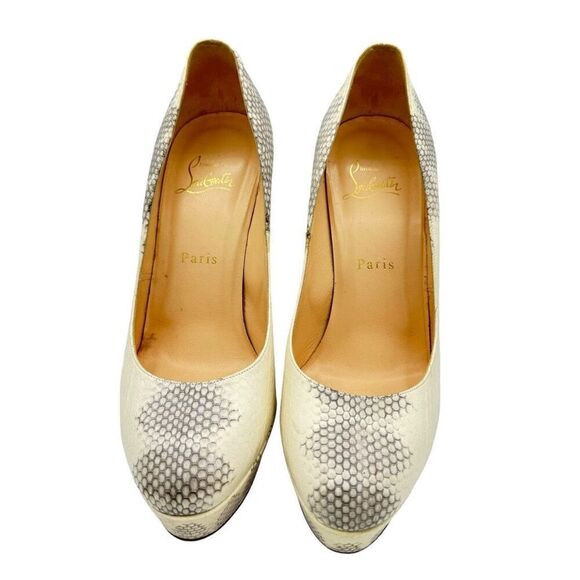 Christian Louboutin Roccia Watersnake Bianca 140 Platform Pumps Size 8.5 - Picture 2 of 13